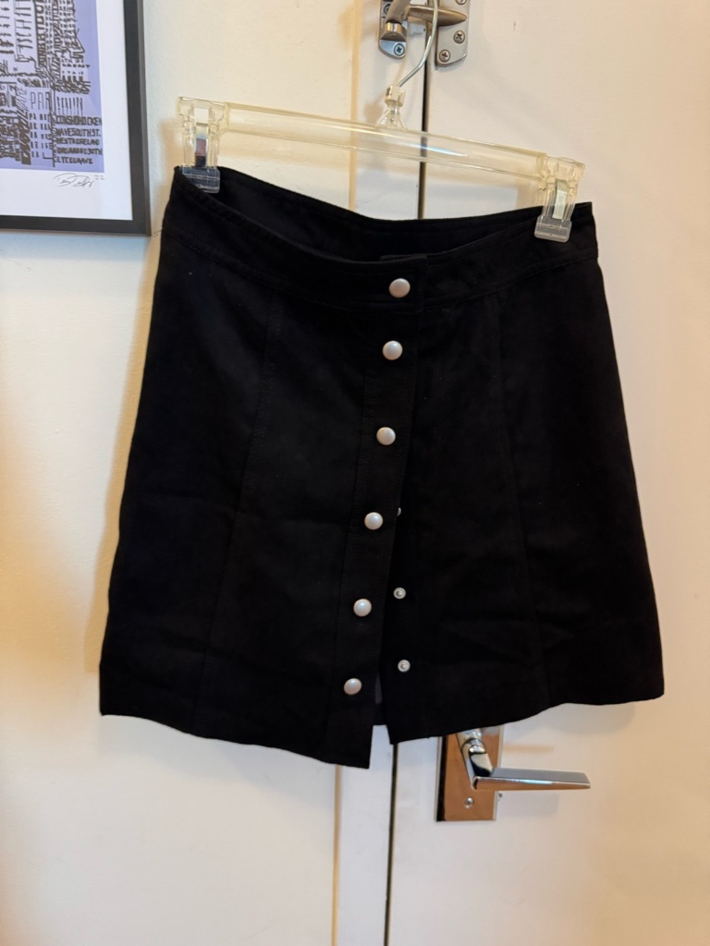 H&M Black Button-Front Mini Skirt